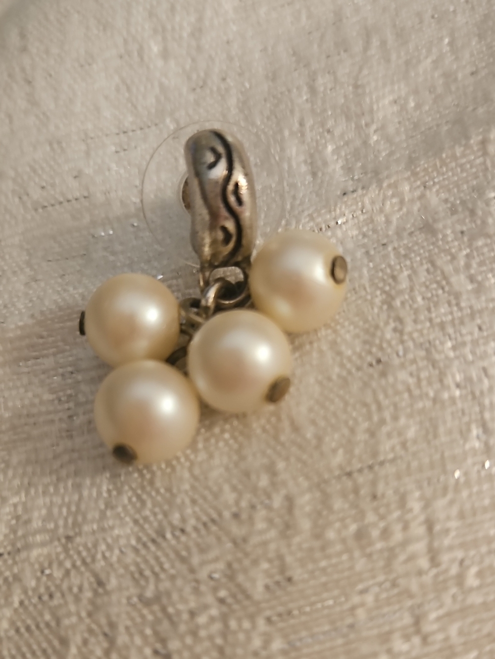 BRIGHTON White Pearl Cluster Drop Earrings - Picture 5 of 6